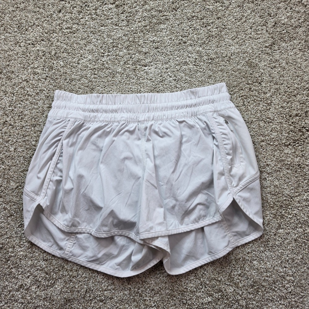 Lululemon Tracker‎ Short V 4" Womens Size 10 White Athletic Running Shorts 33141
